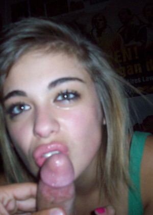 Teen blonde sucks without desire, but takes the sperm into her mouth contented