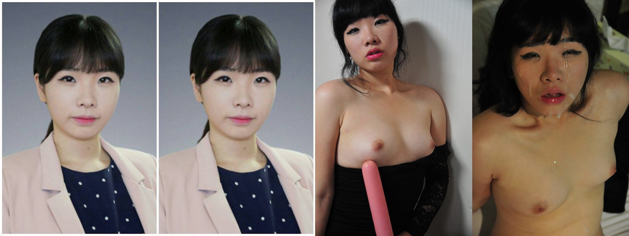 A real Korean woman with sperm on her face and other intimate photos with h...