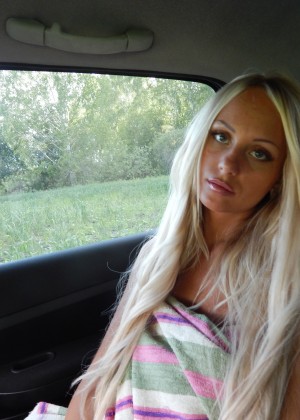 Cool Russian blonde in the field and at home
