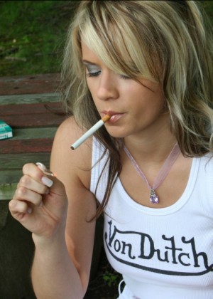 A girl from the Netherlands smokes a lot