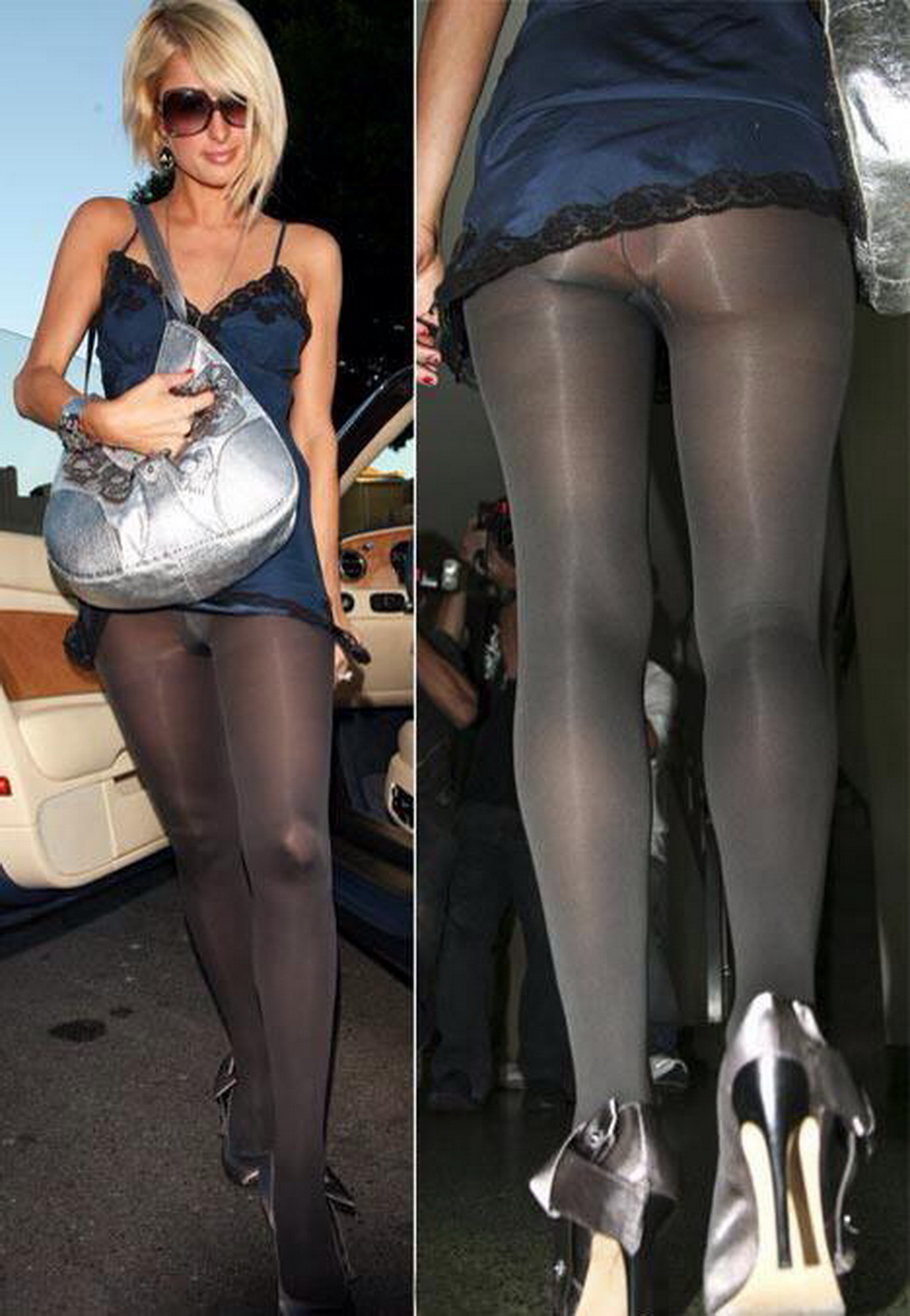 Paris Hilton in pantyhose.