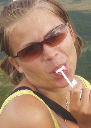 Chick from Norway is undressed in nature